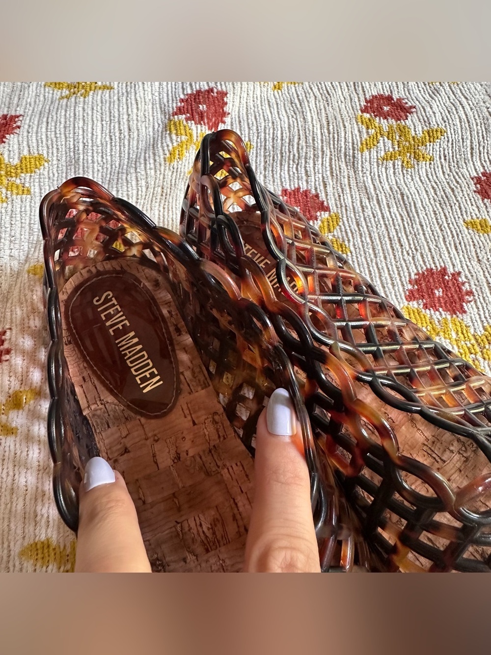 Steve Madden Grove Jelly Ballet Flats tortoise shell plastic cage design W 8 - Picture 9 of 13